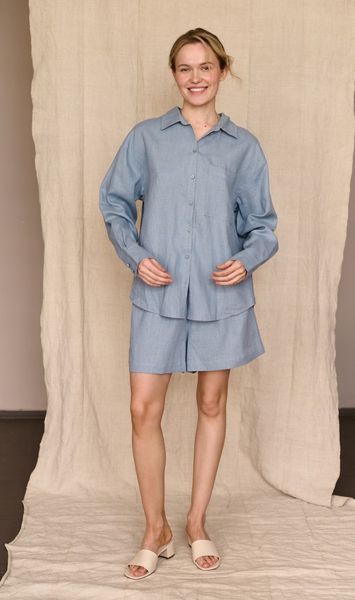 Лляні шорти "Лотос"  Blue-Osho-Shorts фото